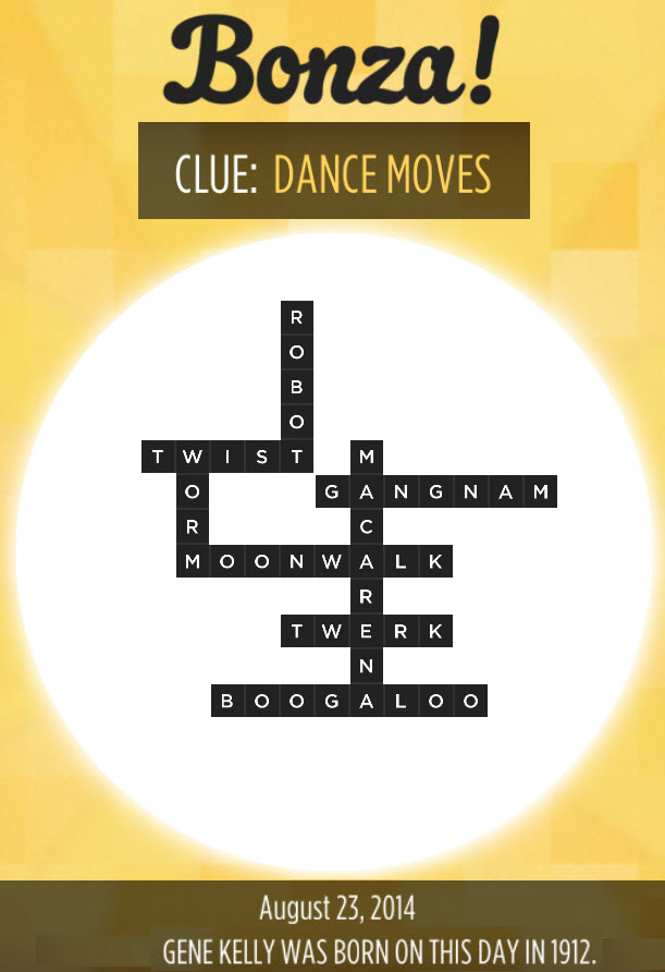 Bonza Daily Word Puzzle August 23 2014 Answer