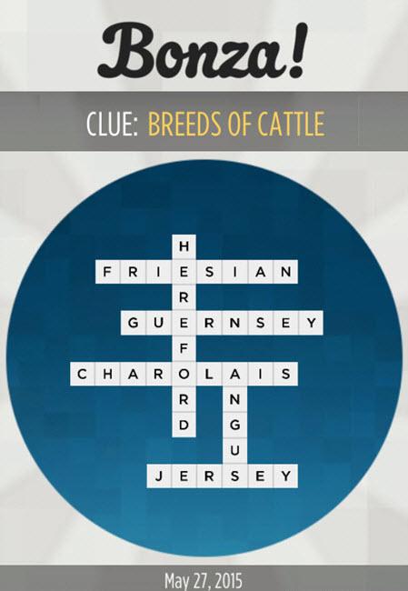 Bonza National Geographic Clue Breeds of Cattle Answers May 27 2015