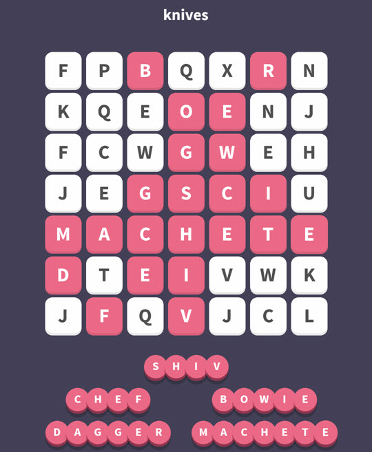 November 22 2017 - WordWhizzle Search Daily Puzzle Answers